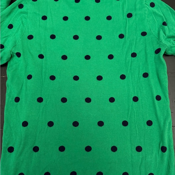 J. Crew Green and Black Crewneck Sweater with Polka Dots - Picture 4 of 5